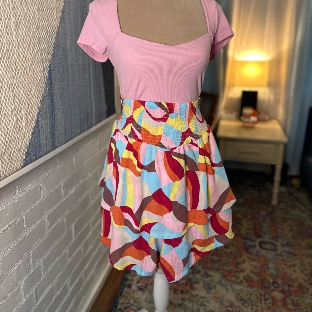 Torrid Bold Colorful Layered Ruffle Shorts - Picture 4 of 11